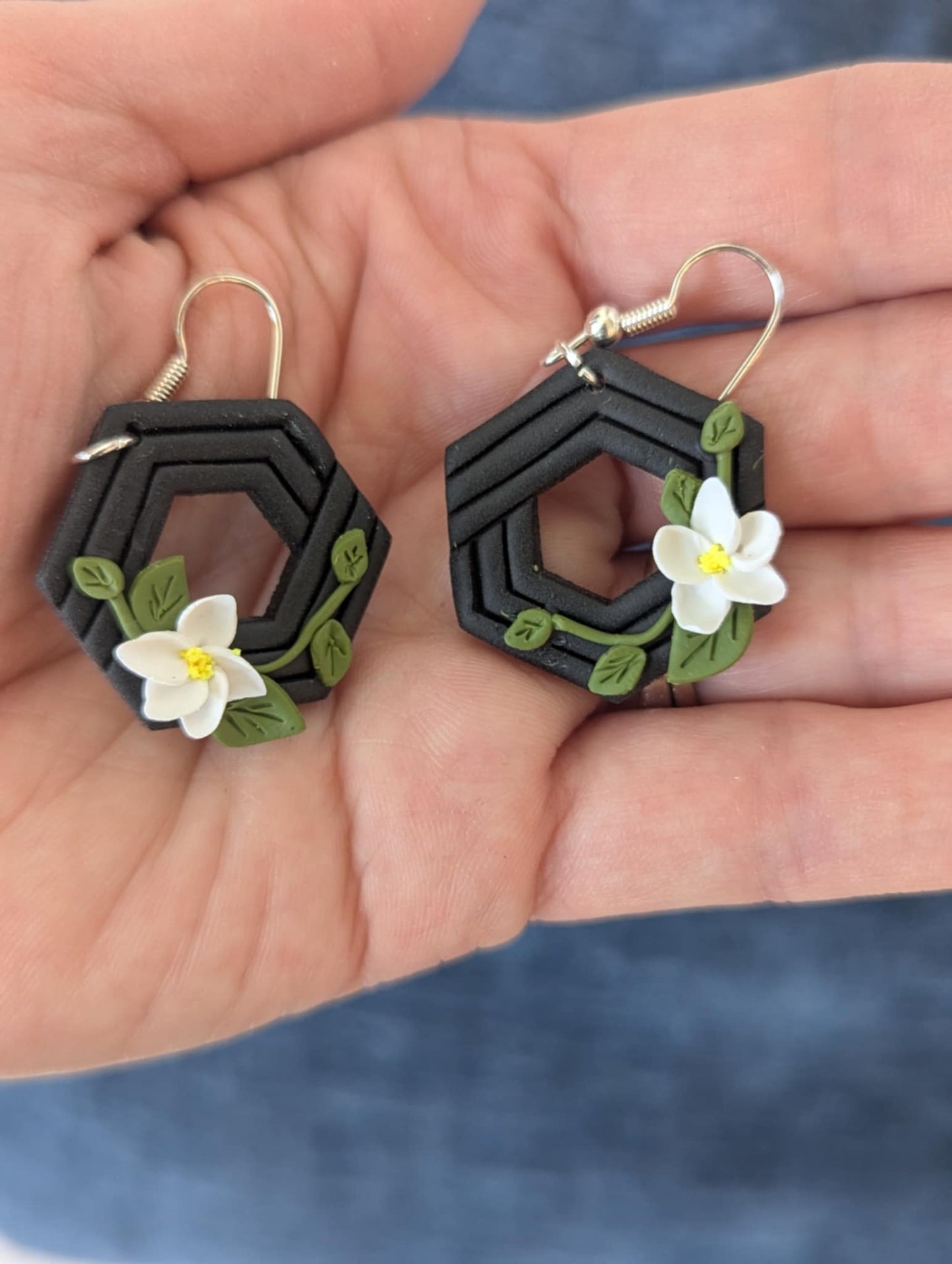Midnight Floral Geometric Earrings