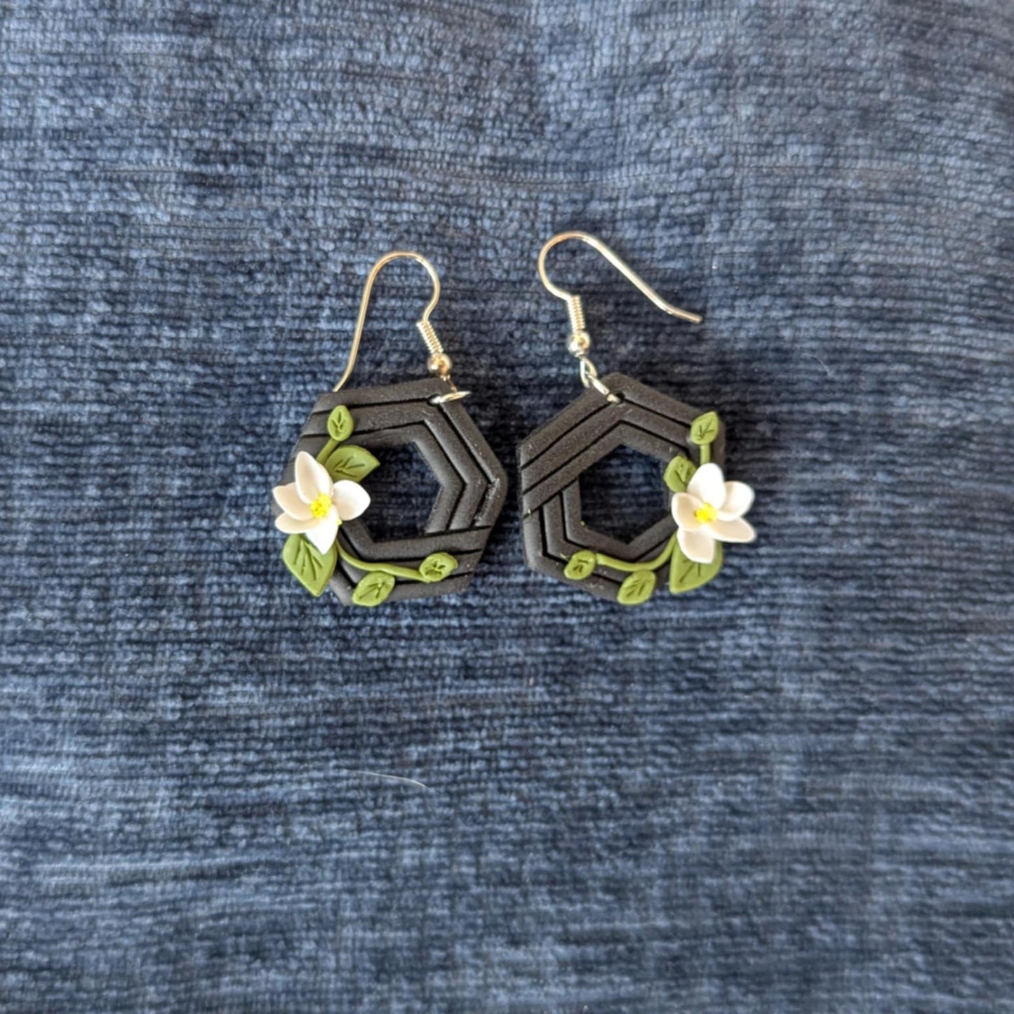 Midnight Floral Geometric Earrings