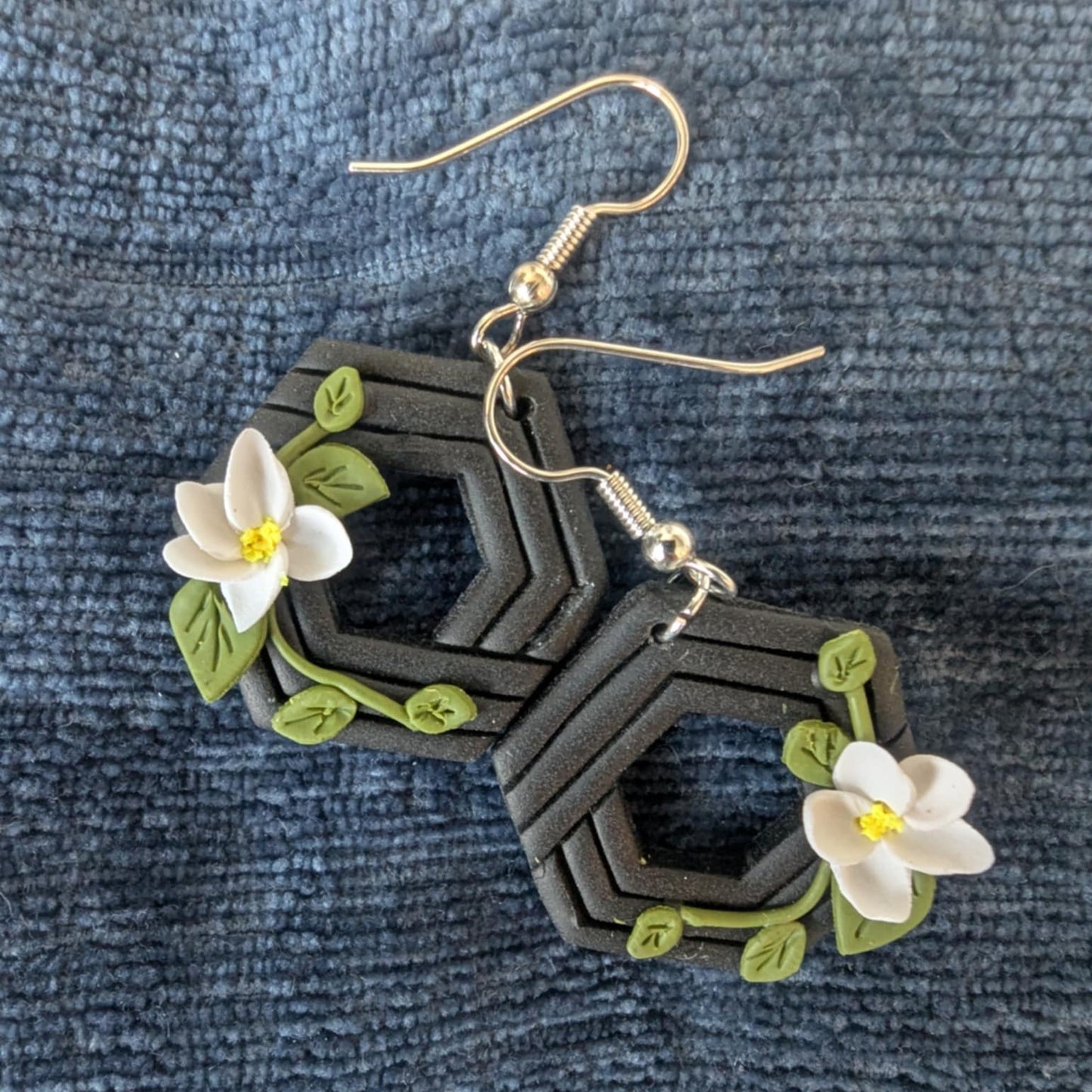 Midnight Floral Geometric Earrings