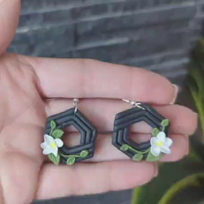 Midnight Floral Geometric Earrings